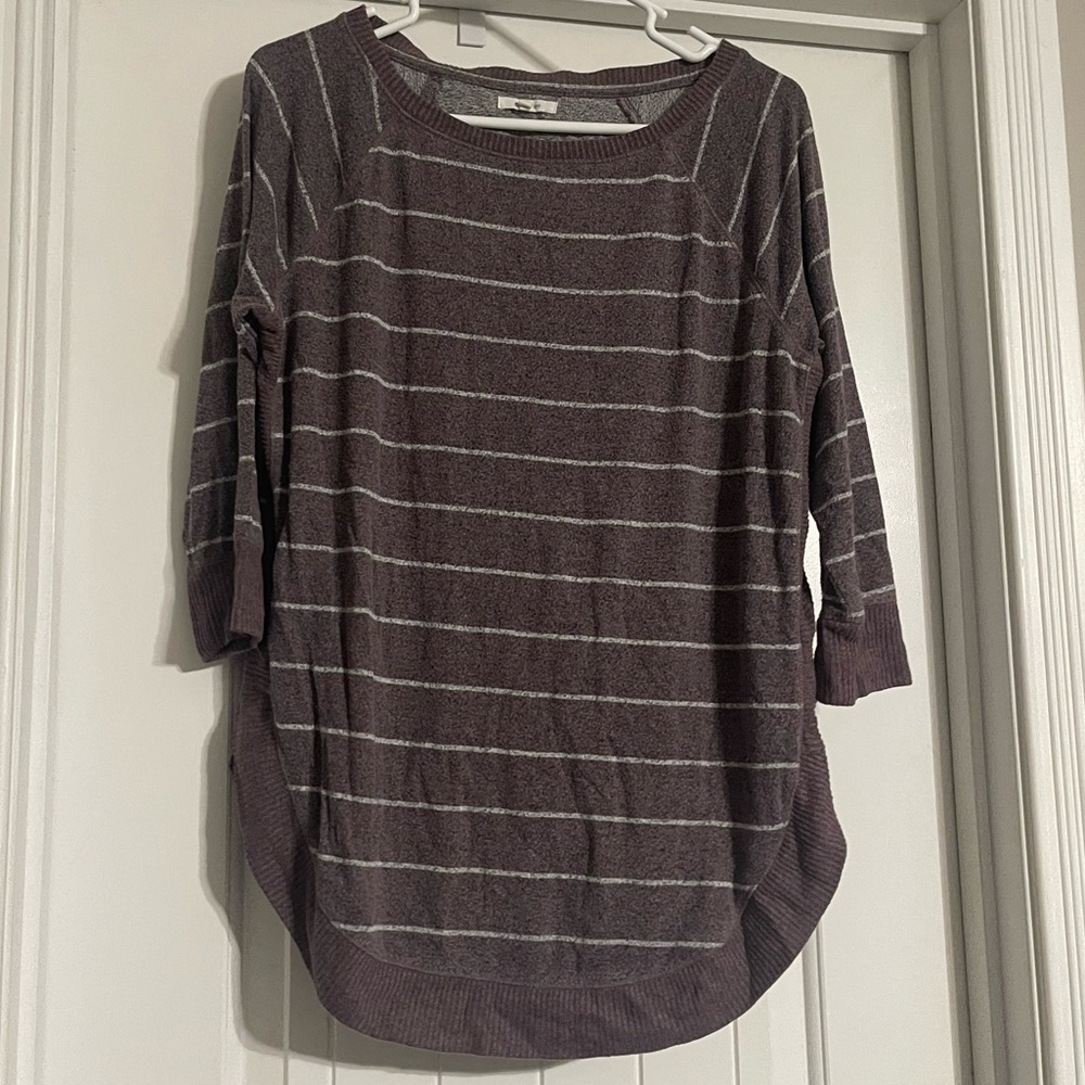 Maurices Heathered Mauve Striped Sweater